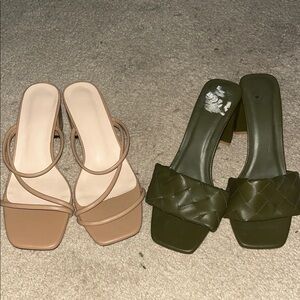 Elegant Tan and Olive Women's Heels